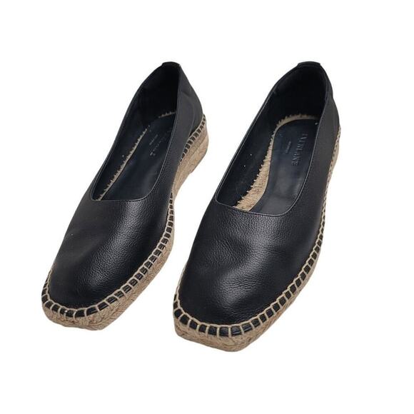 EVERLANE “The Espadrille” Black Leather/Jute Whipstitch & Wedge-Sz 9 - Picture 2 of 8